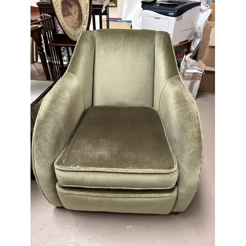 958 - An Art Deco Arm chair in green and another chair