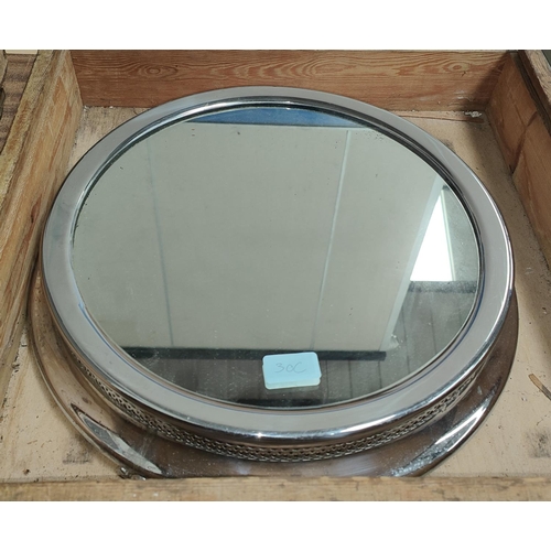 30C - A vintage circular mirrored wedding cake stand in box
