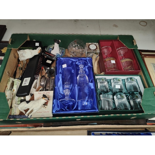 54C - A selection of boxed glassware and other giftware including a Parker pen set, silverplated spoons et... 