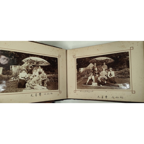 219 - A MOST INTERESTING COUNTRY ESTATE photograph album to include images of skeletons, bicycle riders, a... 