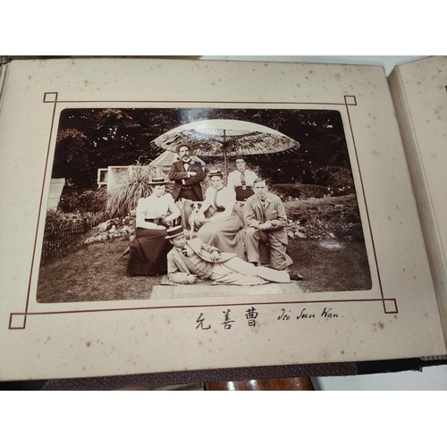 219 - A MOST INTERESTING COUNTRY ESTATE photograph album to include images of skeletons, bicycle riders, a... 