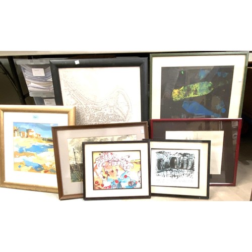 791 - A selection of prints and watercolours, framed.