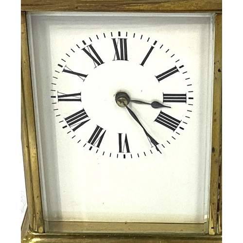 170 - A 19th century large brass carriage clock with timepiece movement, height 14cm