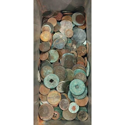 95 - A bulk quantity of metal detector finds:  Roman coins; tokens; buttons, 1.1kg approx.