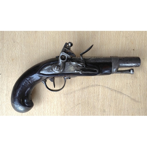 294 - A French Police flintlock pistol, signed on lock plate, length 23.5cm