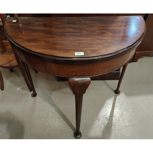 891 - A 1930's workbox/occasional table; a mahogany demi-lune hall table; a reproduction wine table; a lar... 