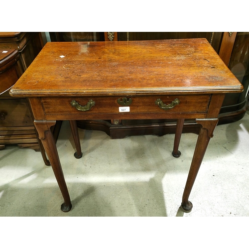 927 - A Georgian style mahogany side table with frieze drawer and club legs