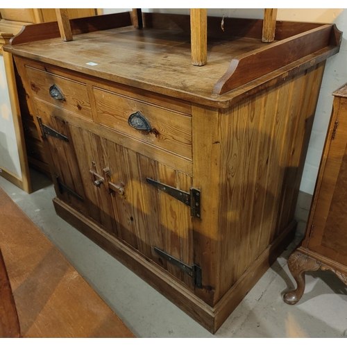 982 - A Victorian style pine dresser base with 2 drawers and double cupboard