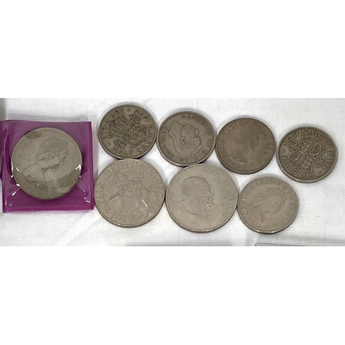 13 - A selection of mixed GB decimal and pre decimal coins including crowns