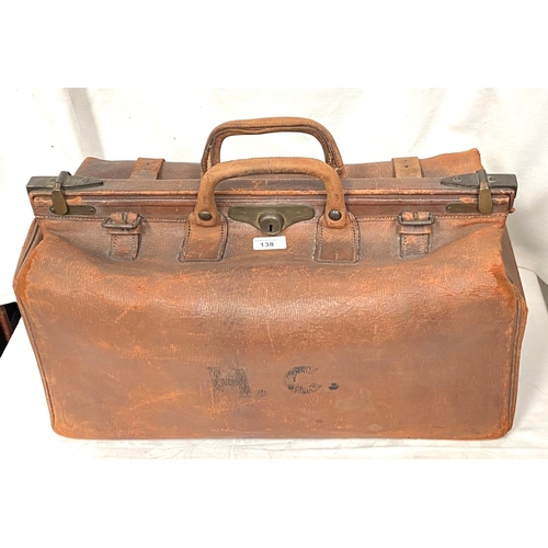 138 - A large leather Gladstone bag