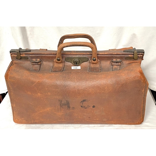 138 - A large leather Gladstone bag