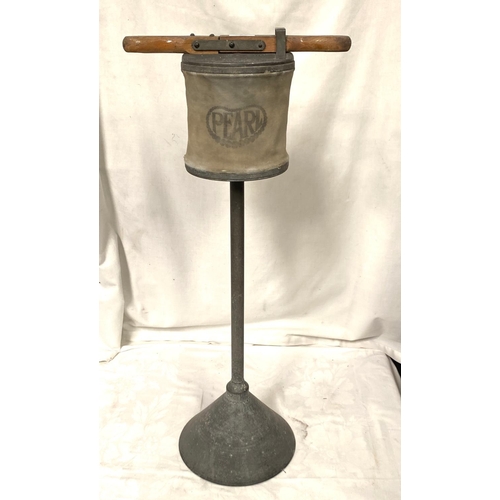 143 - A 19th century metal posser with pump to the top and collectors items and vintage kitchenalia, coppe... 