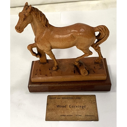 160 - A carved horse possibly by Faust, Wharton & Lang, length 12cm on plinth