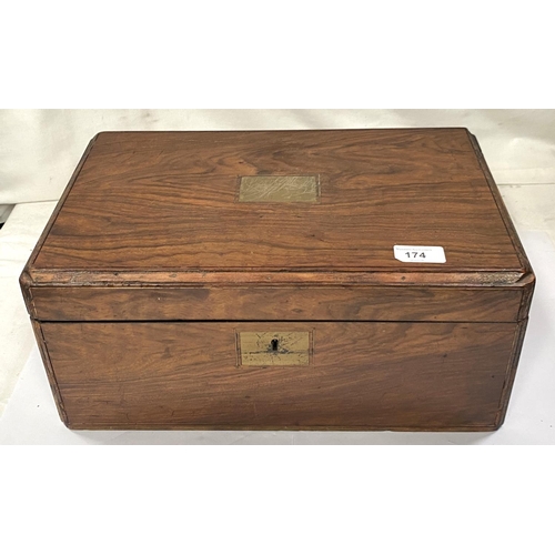 174 - A Victorian walnut writing box, fitted interior, 40cm