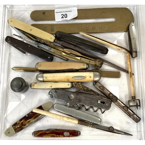 20 - A collection of vintage penknives etc