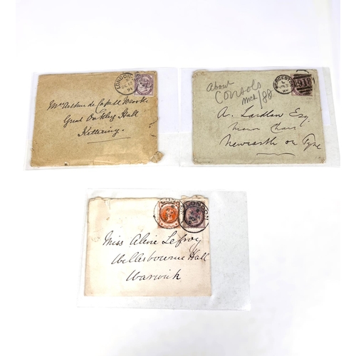 213 - GB: QV, 1881 1d lilac, a selection of 30 used examples on covers etc. and a QV £1 lilac (a/f)