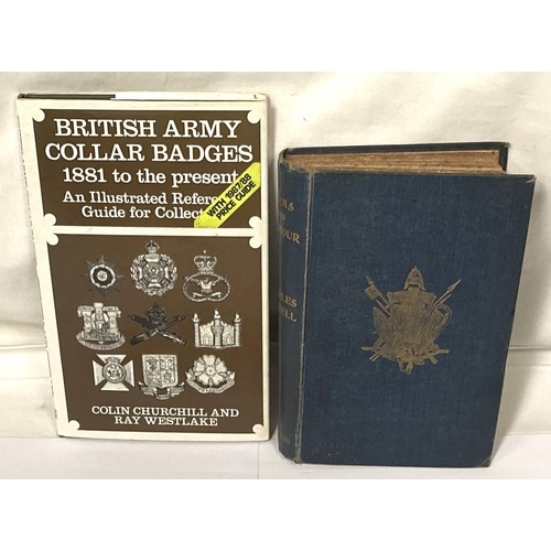 258 - A collection of military shoulder badges and buttons etc and a book on badges