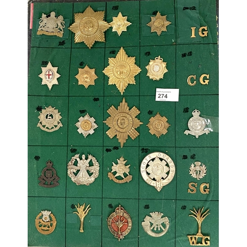 274 - A collection on board of Military guard badges, Manchester etc