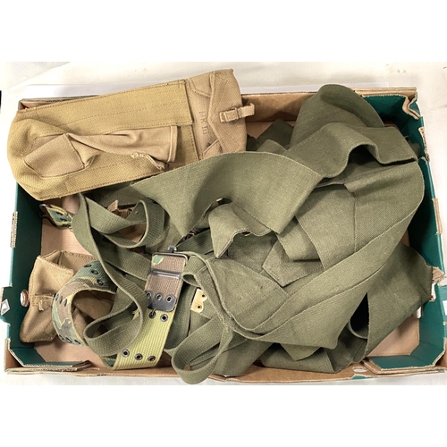 288 - A selection of military canvas webbing, belts etc