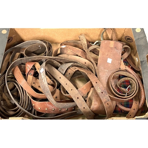 30 - A selection of leather straps, horse tack etc