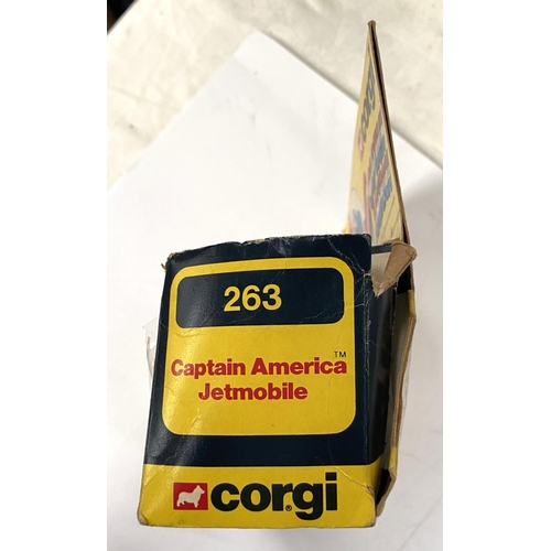 374 - Corgi Marvel Captain America Jetmobile 263 boxed (box worn)