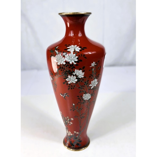 419 - Hayashi Chuzo, a Japanese silver wire cloisonné vase, signature to base, height 25cm