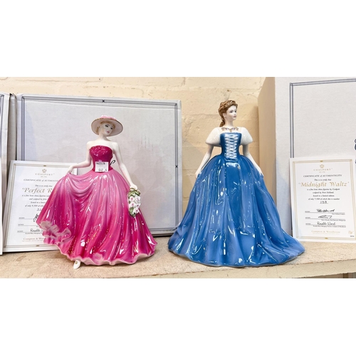 448A - Coalport: Four limited edition boxed figurines 'Summer Rose' 341/7500, 'Perfect Rose' 3320/9500 and ... 