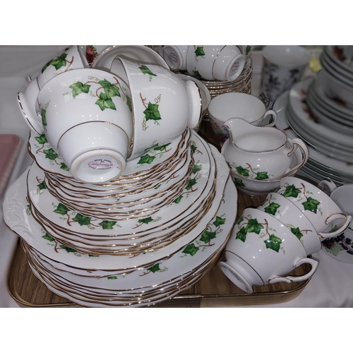 493 - 6 Royal Albert cups and saucers, other similar items and a Colclough Ivy pattern dinner and tea serv... 