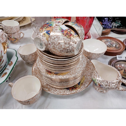 531 - A 1930's gilt part tea set decorated with Crinoline ladies, approx. 35 pieces