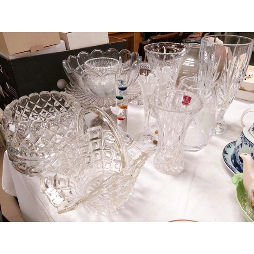 535 - A selection of cut and other decorative glass ware; 2 novelty walking sicks; 2 pairs of opera glasse... 