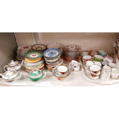 536 - Four small ceramic teapots Noritake, Spode and a large collection of tea cups and saucers some match... 