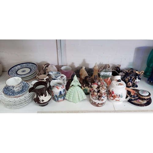 541 - A collection of 19th century and later pottery including Royal Worcester plates, jugs, hunting teapo... 