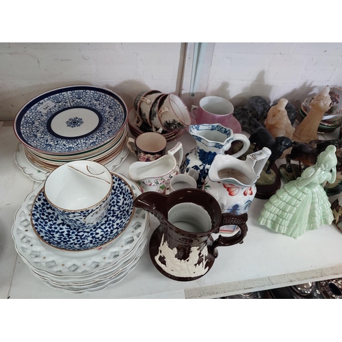 541 - A collection of 19th century and later pottery including Royal Worcester plates, jugs, hunting teapo... 