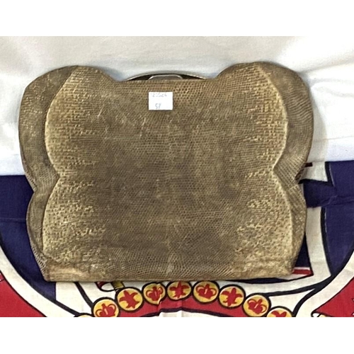 57 - A vintage 1930's snake skin handbag; A George VI and Queen Elizabeth 1937 Coronation Union flag