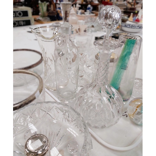 576 - 3 glass fruit bowls, cut glass decanters and other cut glassware