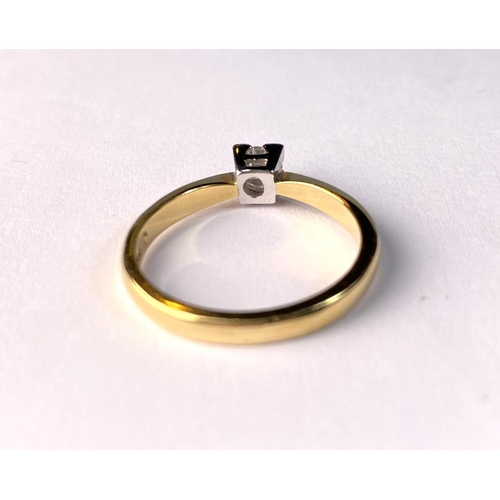 615 - A 18 carat hallmarked gold solitaire diamond ring with brilliant cut stone in square setting, 4gm, s... 