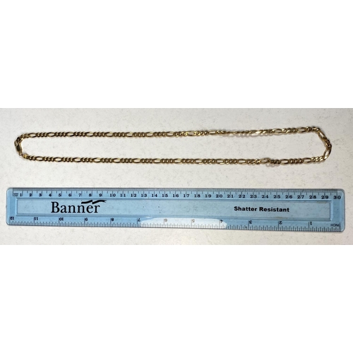 628 - A yellow metal flattened curb link chain stamped 375 Italy, length 60cm, 21.6gm