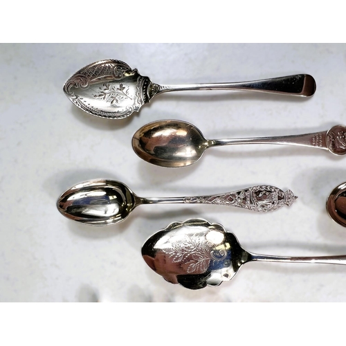 641 - A mixed selection of hallmarked silver teaspoons, sugar tongs etc, 5.3oz