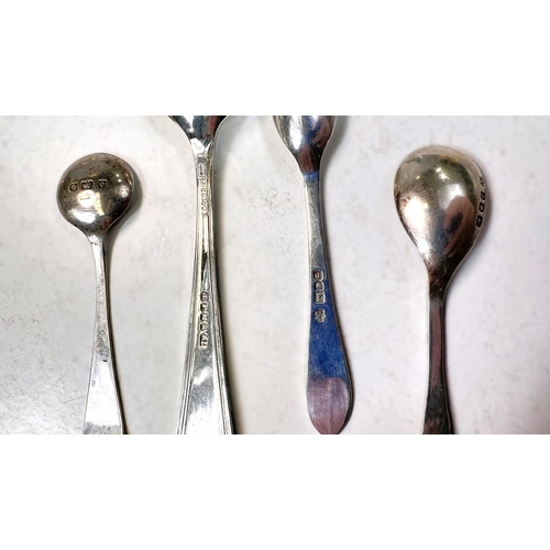 641 - A mixed selection of hallmarked silver teaspoons, sugar tongs etc, 5.3oz