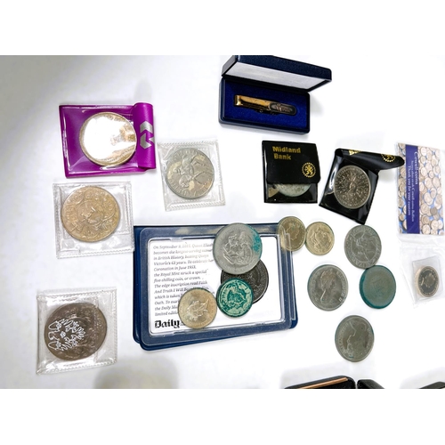 648 - A selection of coins, spoons, cufflinks etc