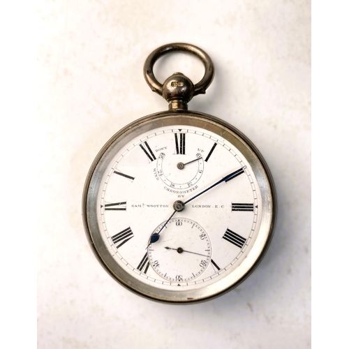 655 - An open faced key wound gent's silver cased chronometer / pocket watch by Sam Wooton, London