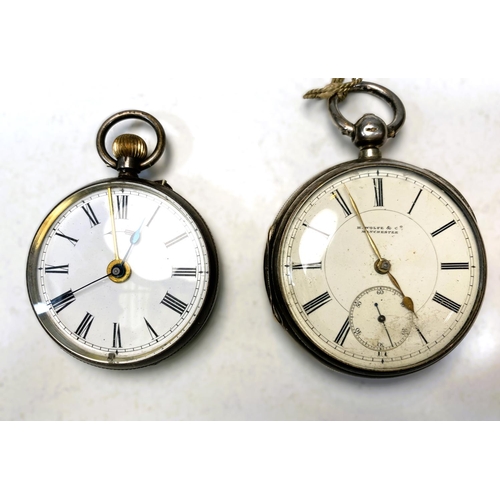 658 - An open faced key wound hallmarked silver gent's pocket watch by H Wolfe, Manchester and a similar w... 