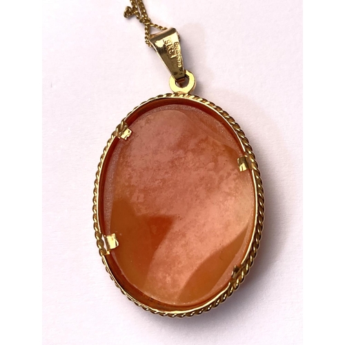 670 - A 9ct cameo pendant on fine chain stamped 9K