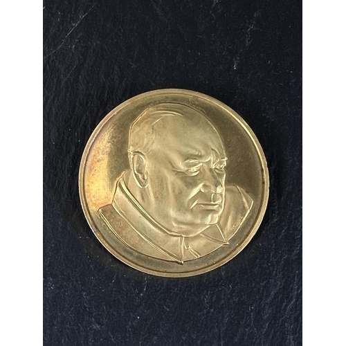 693 - WINSTON CHURCHILL: A rare and collectable cased set  of 22 carat hallmarked gold Churchill medals, f... 