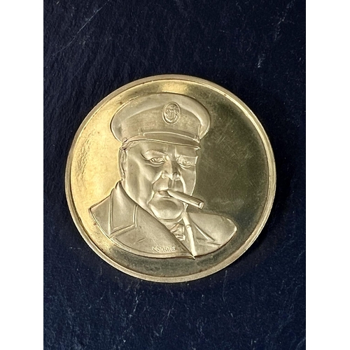 693 - WINSTON CHURCHILL: A rare and collectable cased set  of 22 carat hallmarked gold Churchill medals, f... 