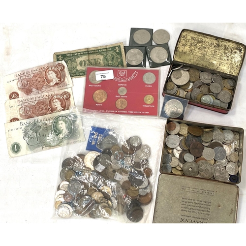 75 - A selection of pre decimal and other coins