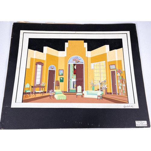 801 - LAMBERT SMITH ( British 20th century ) - gouache on paper , theatre set design for musical number , ... 