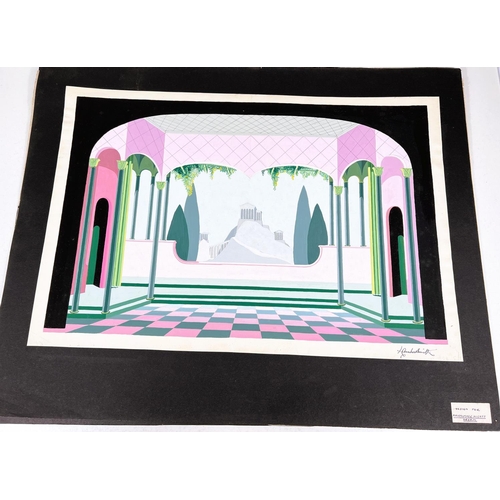 802 - LAMBERT SMITH ( British 20th century ) - gouache on paper , 2 theatre set designs for a mid summer n... 