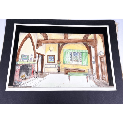 803 - LAMBERT SMITH (British 20th century) - gouache on paper , theatre set design for flare path (Terence... 