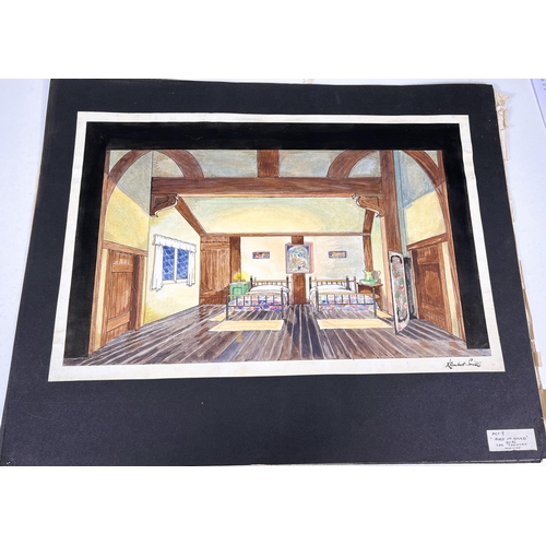 803 - LAMBERT SMITH (British 20th century) - gouache on paper , theatre set design for flare path (Terence... 